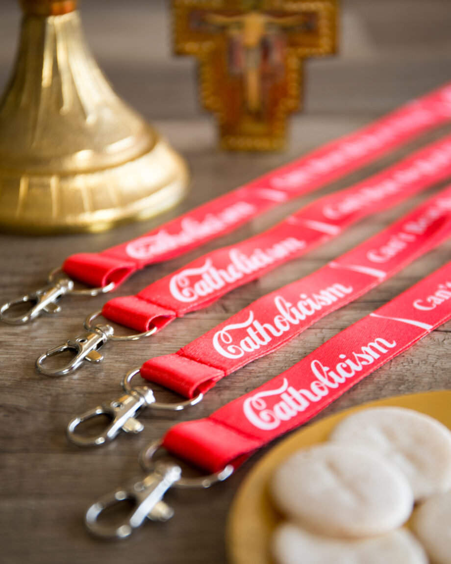 Catholic Christian Coke Lanyard The Real Thing ID Badge Holder Catholic Keychain