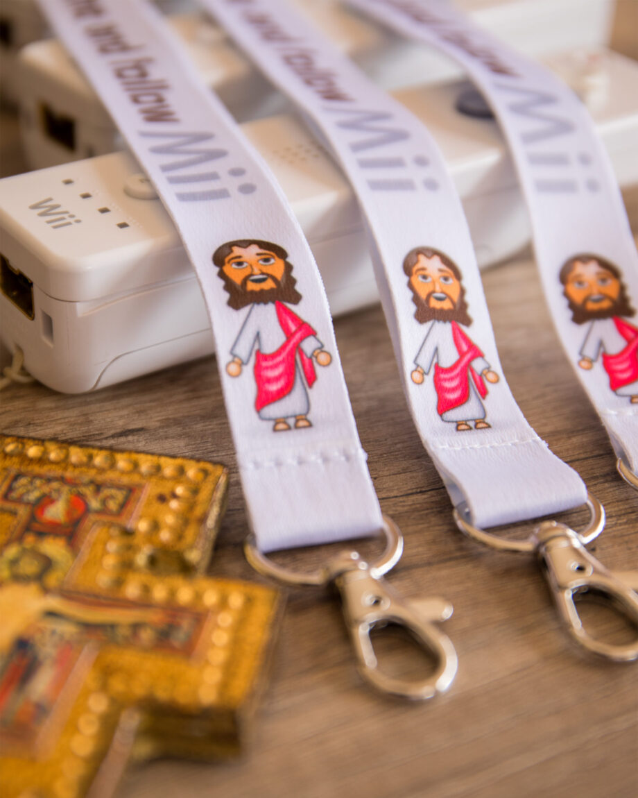Jesus Wii Lanyard Child Student ID Badge Holder Christ Keychain